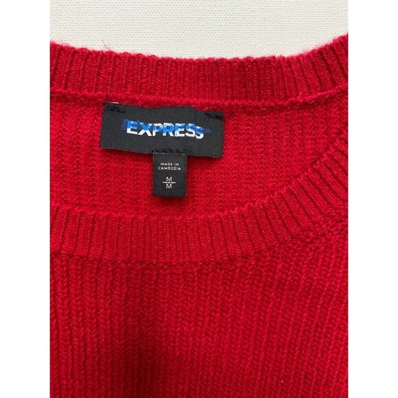 EXPRESS Crewneck Sweater Top Women's‎ MEDIUM Red Relaxed-Fit Long-Sleeve NWOT - Picture 8 of 9